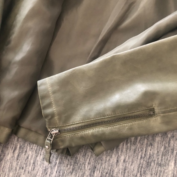 Max Studio Olive Faux Leather Moto Style Jacket - Picture 7 of 12
